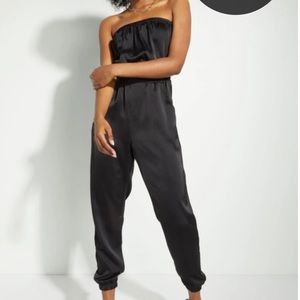 NWT- Black Plus Satin Tube Top Jumpsuit
